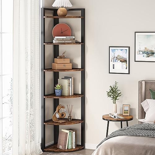 Tribesigns 6 Tier Corner Shelf, 70.9 Inch Tall Corner Bookshelf Small Bookcase - Image 3