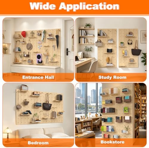 AMSXNOO Large Wood Pegboard Wall Organizer Kits, 23.6X47.2IN/60X120CM - Image 5