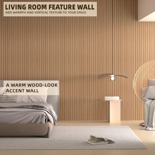 Peel and Stick Wood Slat Wall Panels, Light Yellow, 118 x 15.7 in - Image 4