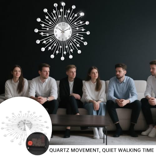 SIN&MI Large Wall Clock for Living Room Decor Non-Ticking Quiet Metal Quartz - Image 3