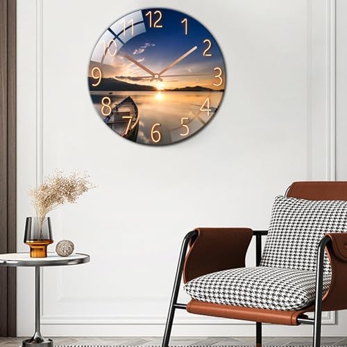 Ergocar Glass Wall Clock Silent Scanning Mechanical Round Glass Wall Clock - Image 2