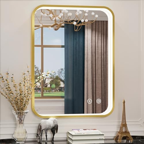 24"x32" Gold LED Bathroom Mirror by JSneijder
