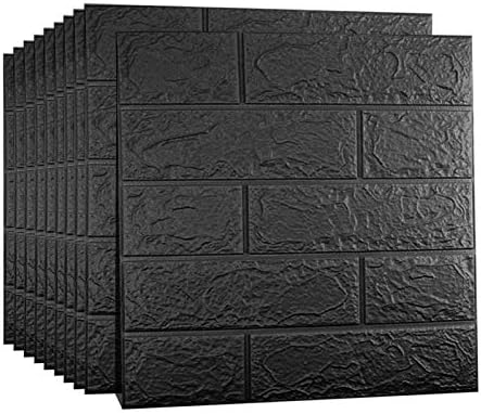 3D Wall Panels Peel and Stick, 14.5 Sq Ft Coverage, Faux Brick Black by Sodeno