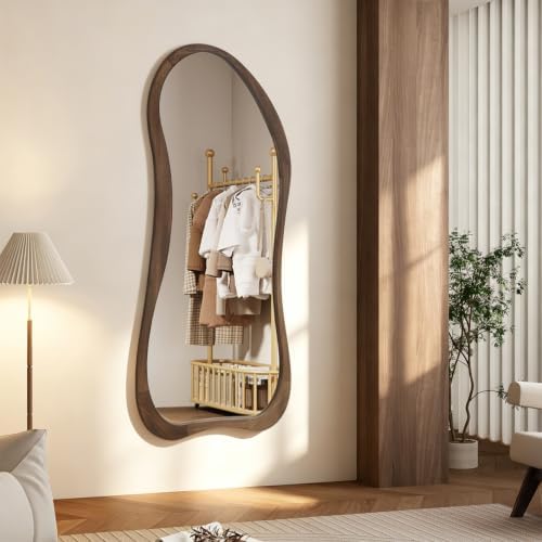 AAZZKANG Full Length Mirror Irregular Wood Framed Floor Mirrors Large - Image 5