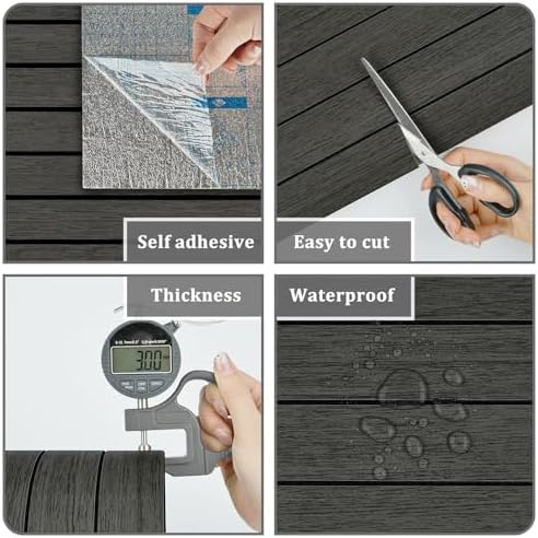 Grey/Black Wood Acoustic Wall Panels Peel and Stick 3D Textured Wood Slat Wall - Image 5