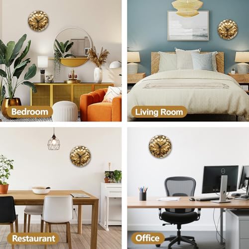 peacoblue Gold Abstract Leaf Wall Clocks Battery Operated - Image 6