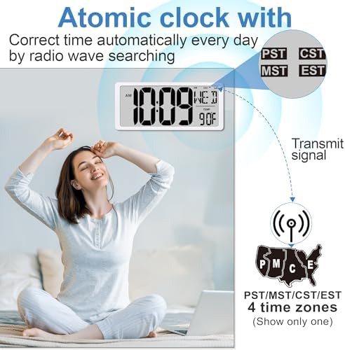 18.6" Extra Large Amotic Digital Wall Clock Battery Operated Alarm Clock - Image 2