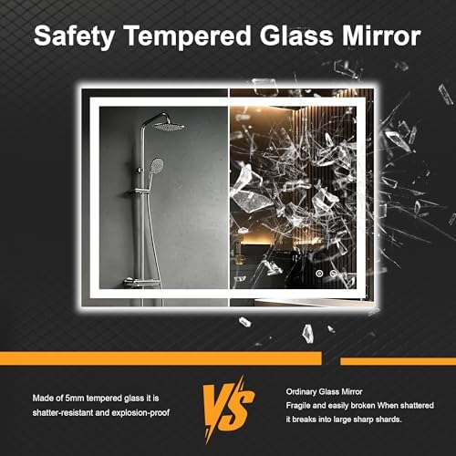 30x40 LED Bathroom Mirror with Lights, Lighted Vanity Mirror - Image 7