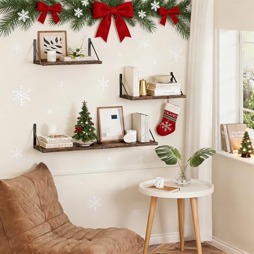 Heimlove 48 Inch Large Wall Bookshelves Set of 3, Wall Mounted Bookshelves - Image 6