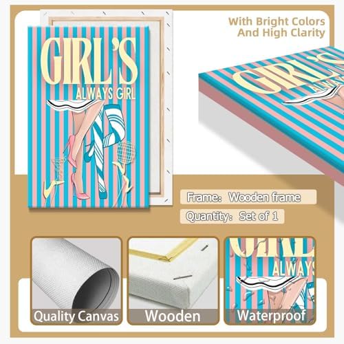 Trendy Always Girls High Heels Poster Funny Cocktail Disco Ball Canvas Wall Art - Image 2