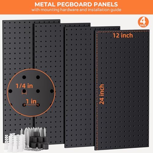 INCLY 4 Pack 12"x24" Upgrade Thicker Heavy Duty Metal Peg Board - Image 4
