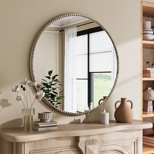 Vintage Round Mirror, 36 Inch Wall-Mounted by VETROVUE
