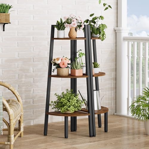 Hoctieon Corner Shelf, 3-Tier 40" Tall Corner Bookshelf, Rustic Ladder Shelf - Image 6