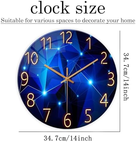 Blue Glass Wall Clock Battery Operated 14 Inch - Image 5