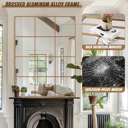 Antok Wall Mirror, Metal Framed Wall Mounted Mirror, Hanging or Leaning - Image 6