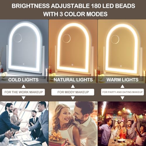 Gvnkvn Arched 17.2 in Lighted Makeup Mirror, 10X Magnifiers - Image 4