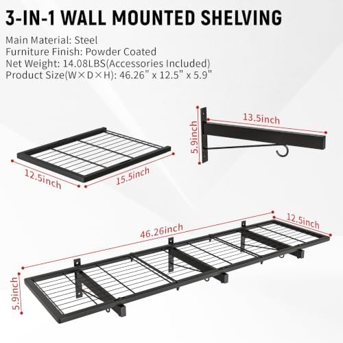 2 Pack Garage Wall Shelves, Heavy Duty Shelf Organizer - Image 2