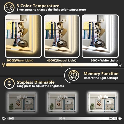 55x30 LED Bathroom Mirror, Backlit & Front Lit Lighted Mirror - Image 4