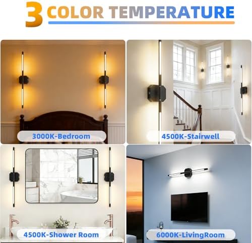 Rechargeable Wall Sconces, 2 Pack, 360° Dual Bars, 27-Inch Black - Image 5