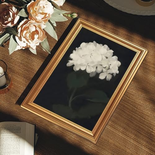 EJPFOGV White Hydrangea Framed Canvas wall art Black Background 12x16 inch - Image 4
