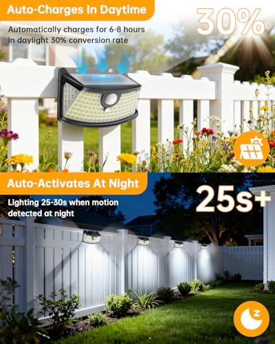 Aootek Solar Motion Sensor Lights Outdoor 120 LEDs, 4 Pack - Image 5