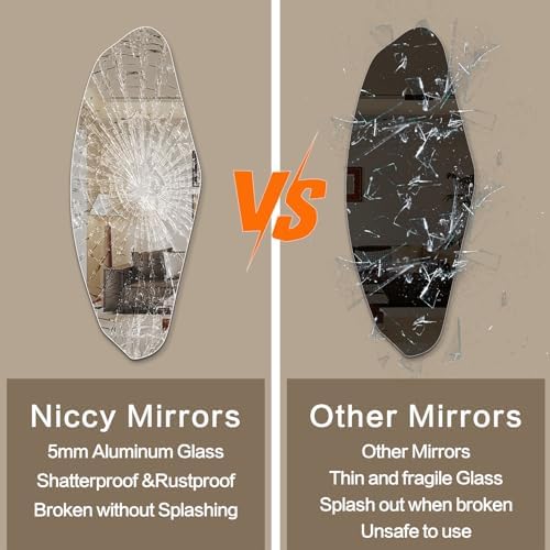 Niccy Irregular Full Length Mirror, Pebble Wall-Mounted Mirror - Image 3