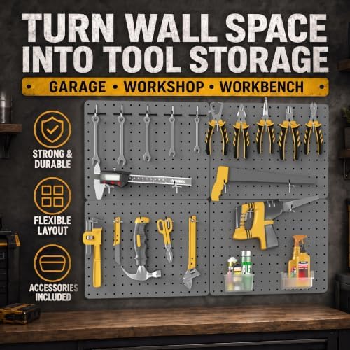 Steel Pegboard Tool Wall Organizer, 4 Pack 14.76 x 10.82 in, 6 Bins - Image 3