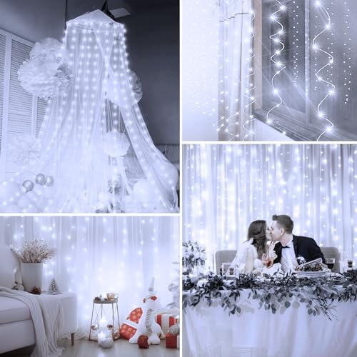 Minetom Curtain Lights, 300 LED Dimmable Twinkle Fairy Lights, 8 Modes - Image 7