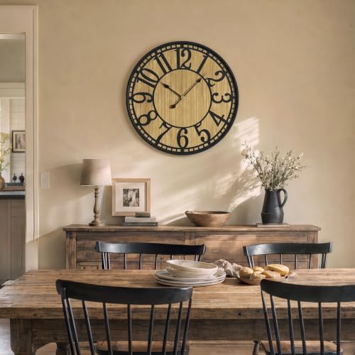 20 Inch Farmhouse Wall Clock for Living Room Decor, Rustic Wood - Image 4