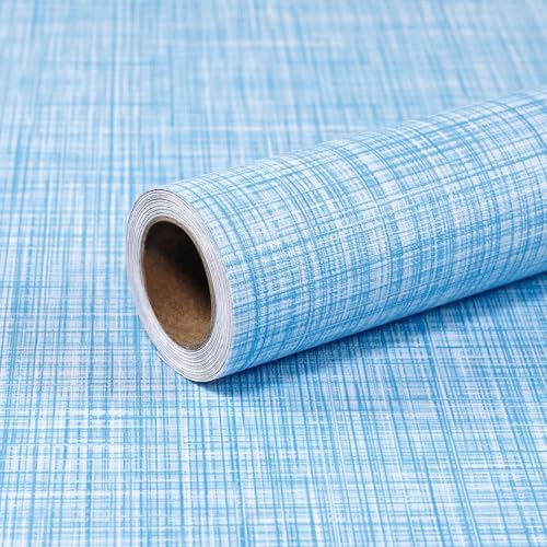 Blue Grasscloth Wallpaper A Set of 17.3"x 1181" Peel and Stick Wallpaper by MeenJewe