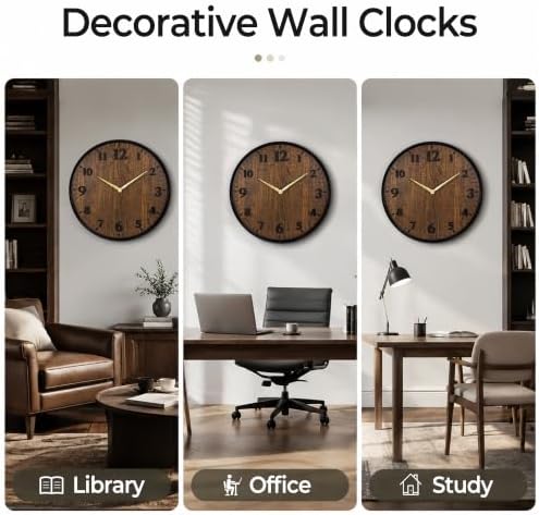 Wall Clock Farmhouse Vintage 24 Inch Silent Non-Ticking Battery Operated - Image 4
