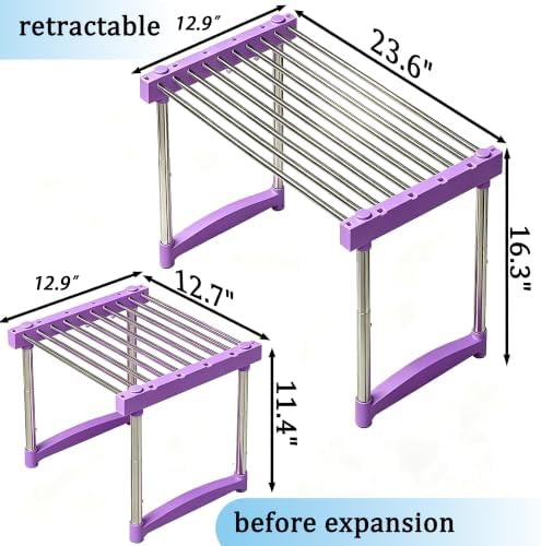 BLULEE Expandable Standing Shelf Unit, Adjustable Storage Rack Purple - Image 2