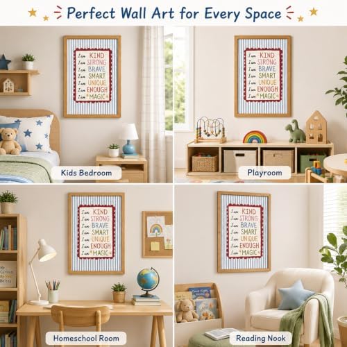 Framed Kids Inspirational Wall Art I Am Kind I Am Strong Affirmation Decor - Image 5