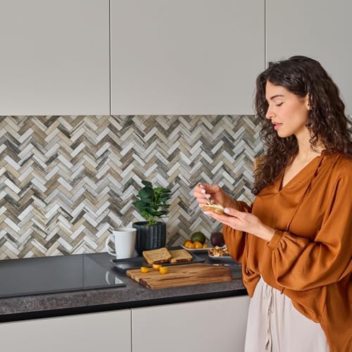 STICKGOO Herringbone Peel and Stick Backsplash, 10 Sheets PVC Kitchen Backsplash - Image 4