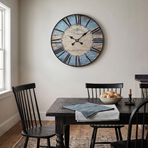 Large Rustic Blue Farmhouse Wall Clock - Image 3
