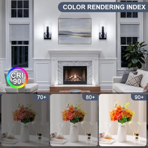 Modern LED Acrylic Black Wall Sconce, 6000K Cool White Bathroom Wall Sconces - Image 4