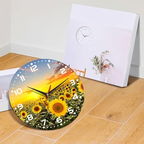 Clock for Living Room, Sunflowers Fields Under The Sunshine Wall Clock - Image 6