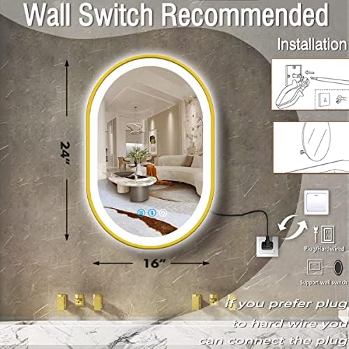 24 X 16 Inch Gold LED Oval Mirror - Image 6