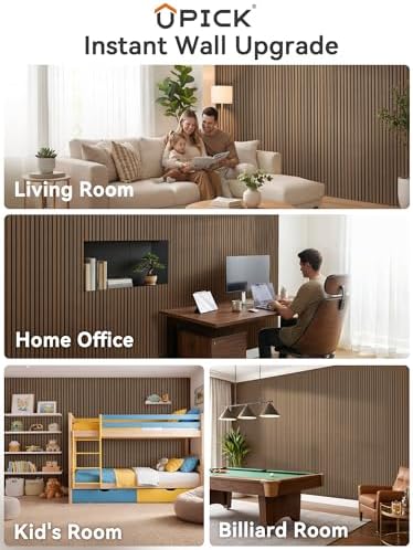 Acoustic Wood Slat Wall Panels 93" x 12", 4 Pack, Dark Walnut, 30.48sq ft - Image 2