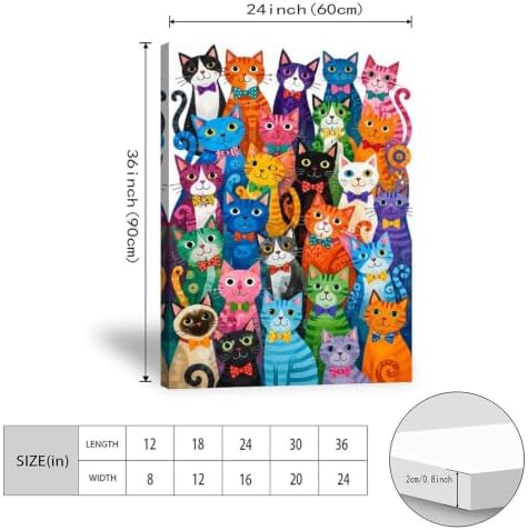 Colorful Cats Poster Whimsical Cat Family Portrait Canvas Wall Art - Image 3