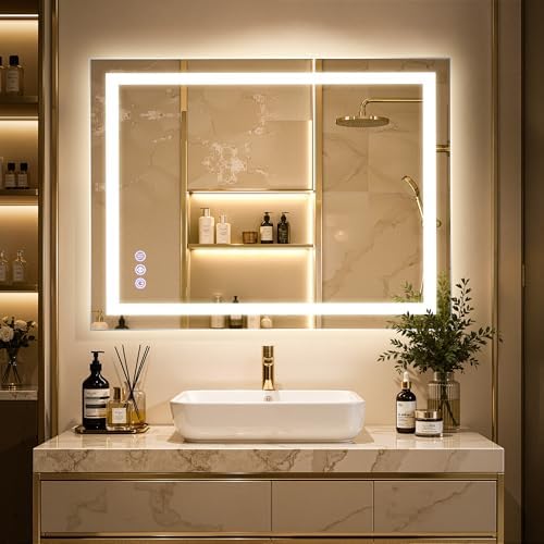 30"x40" LED Bathroom Mirror, 3 Colors, Adjustable Brightness by Unknown