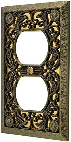 Amerelle 65DAB Filigree Wallplate, 1 Duplex, Antique Brass by Amerelle