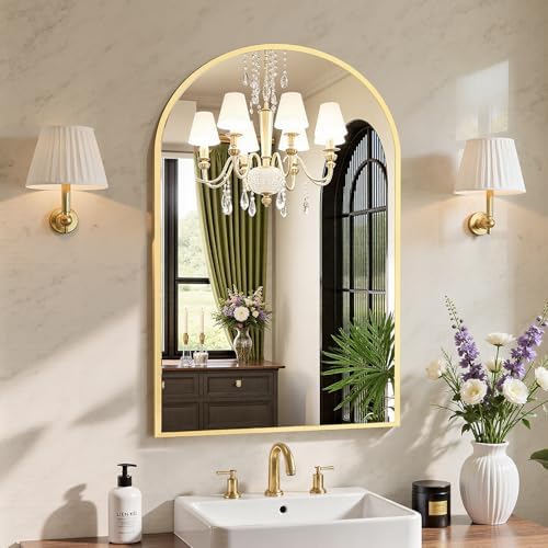 Sweetcrispy 22"x 30" Arched Gold Bathroom Mirrors - Image 5