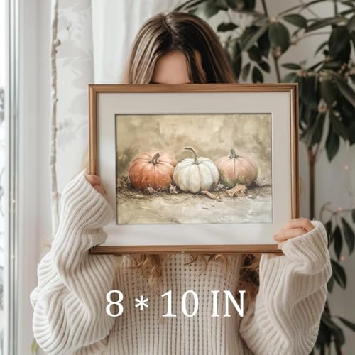 uniro Rustic Autumn Pumpkin Painting Wall Art, Pumpkin Still Life Painting - Image 3