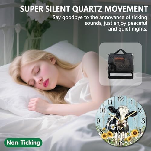 peacoblue Cow with Sunflower Wall Clocks Battery Operated - Image 4