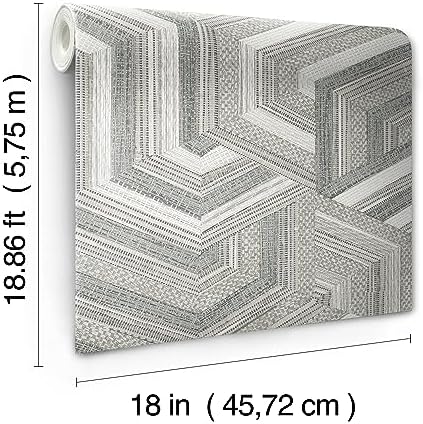 RoomMates Geo Puzzle Faux Grasscloth Peel and Stick Wallpaper - Image 2
