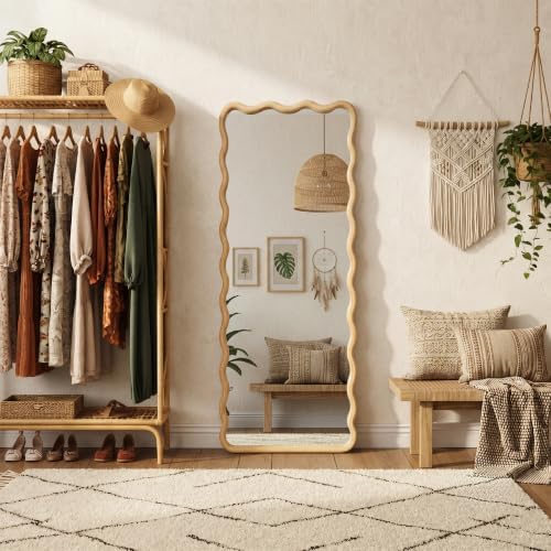 Full Length Mirror, 55”x20” Wavy Wood Floor Mirror - Image 6