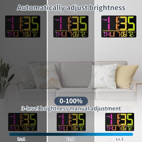 PERSUPER 13" Digital Wall Clock Large Display - Image 3