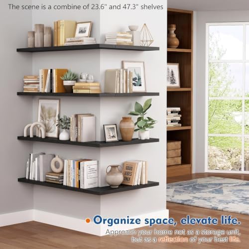 Black Floating Shelves 24 Inch, Modern Wall Hanging Book Shelf - Image 6