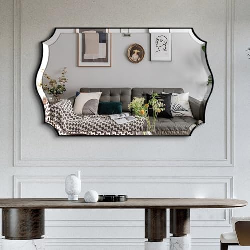 POZINO 40"x24" Premium Scalloped Beveled Mirror - Image 5